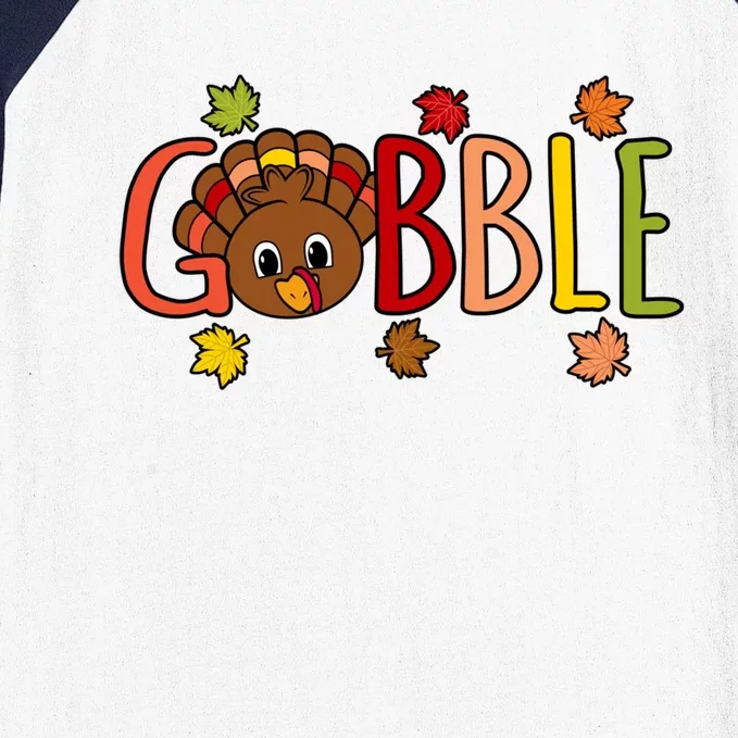 Gobble Funny Turkey Thanksgiving Family Graphic Gift Baseball Sleeve Shirt