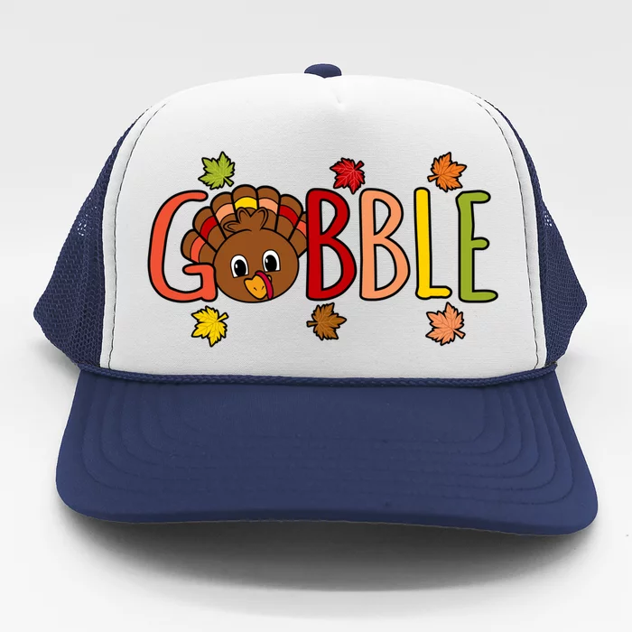 Gobble Funny Turkey Thanksgiving Family Graphic Gift Trucker Hat