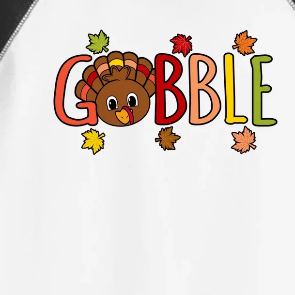 Gobble Funny Turkey Thanksgiving Family Graphic Gift Toddler Fine Jersey T-Shirt