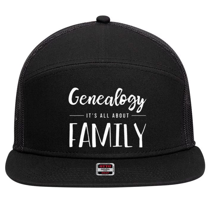 Genealogy Family Tree Genealogist Ancestry Ancestor Gift 7 Panel Mesh Trucker Snapback Hat