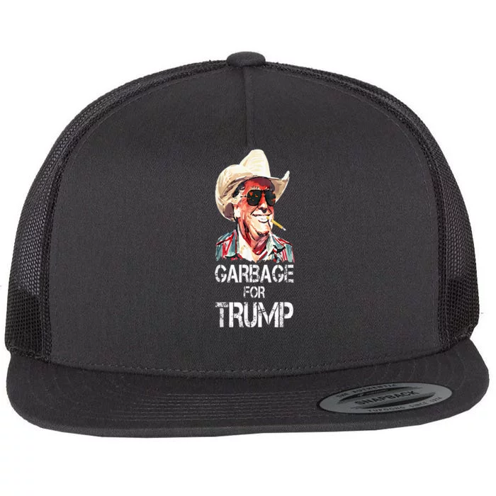 Garbage For Trump 2024 Flat Bill Trucker Hat