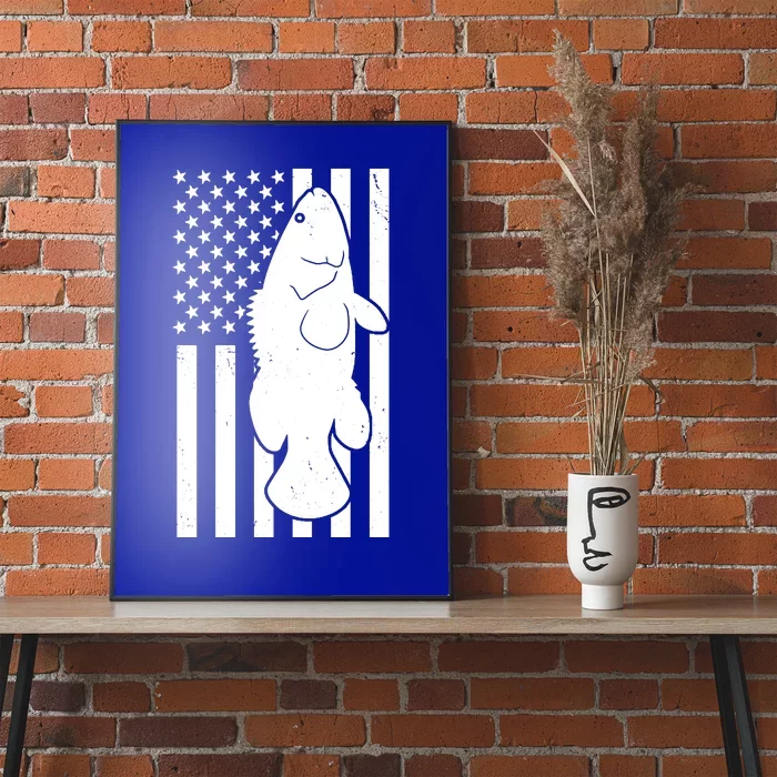 Grouper Fishing USA Flag Poster