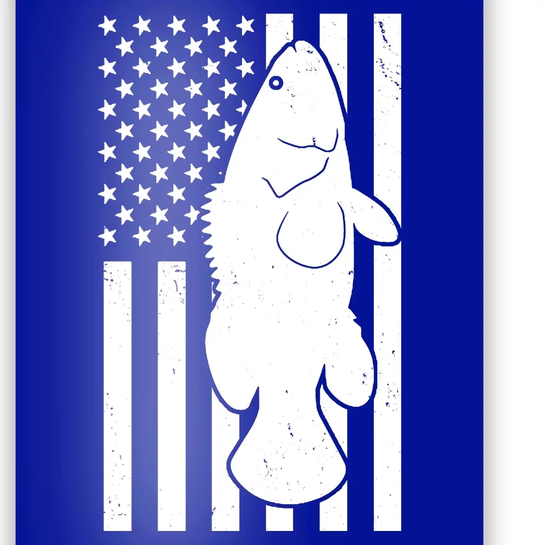 Grouper Fishing USA Flag Poster