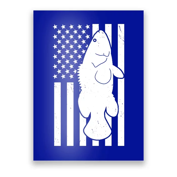 Grouper Fishing USA Flag Poster