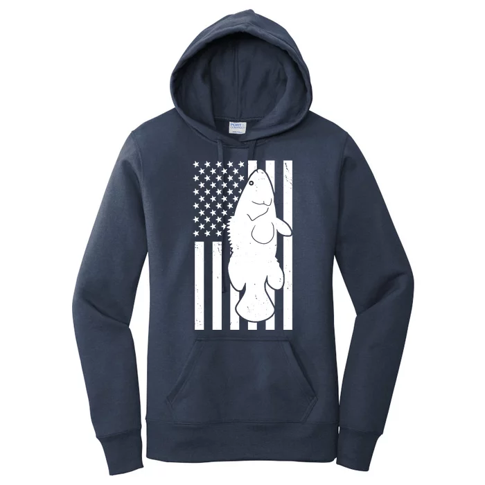 Grouper Fishing USA Flag Women's Pullover Hoodie