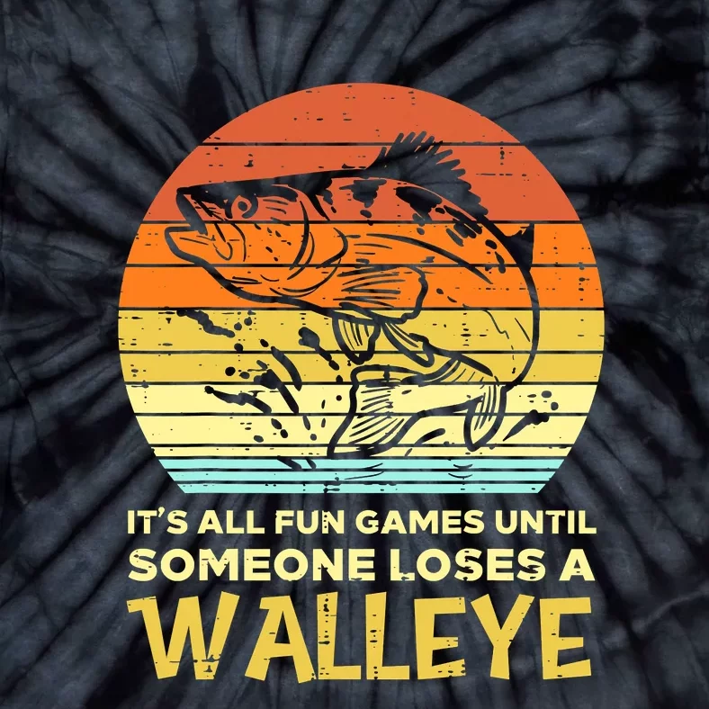 Games Funny Until Someone Loses Walleye Retro Ice Fishing Dad Tie-Dye T-Shirt