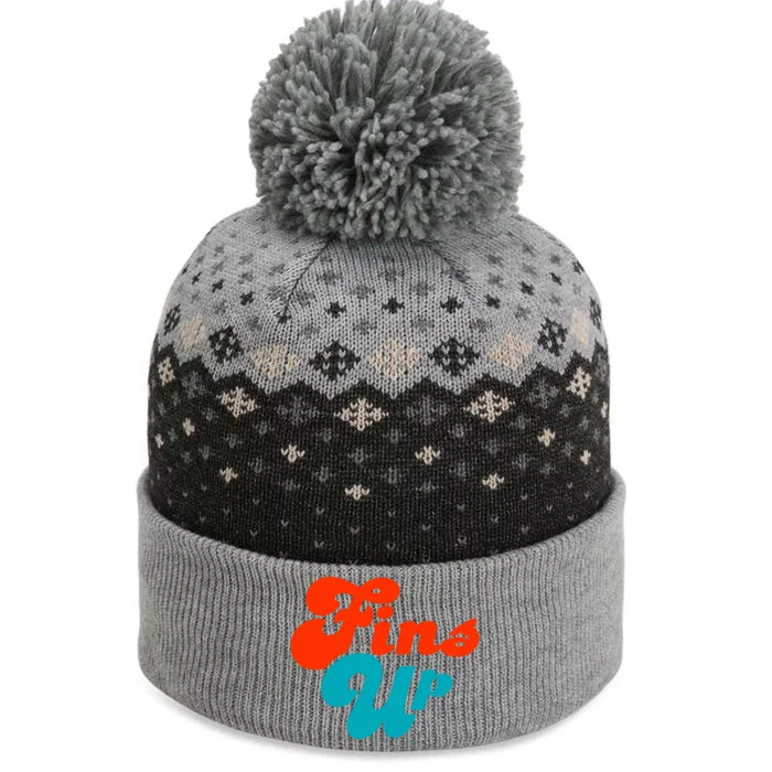 Groovy Fins Up Dolphins Gift For Miami Sport Fan The Baniff Cuffed Pom Beanie