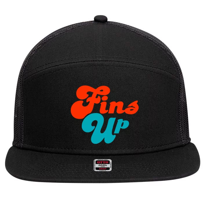 Groovy Fins Up Dolphins Gift For Miami Sport Fan 7 Panel Mesh Trucker Snapback Hat