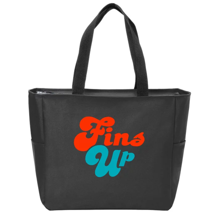 Groovy Fins Up Dolphins Gift For Miami Sport Fan Zip Tote Bag