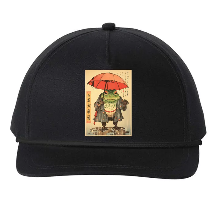 Grumpy Frog Unimpressed Toad Vintage Japanese Aesthetic Snapback Five-Panel Rope Hat