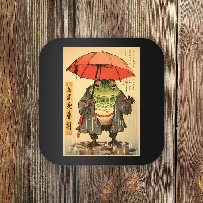 Grumpy Frog Unimpressed Toad Vintage Japanese Aesthetic Coaster