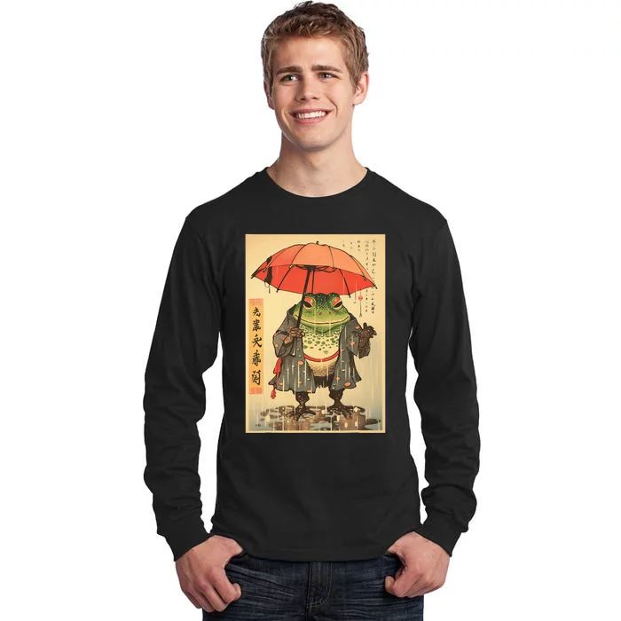 Grumpy Frog Unimpressed Toad Vintage Japanese Aesthetic Tall Long Sleeve T-Shirt