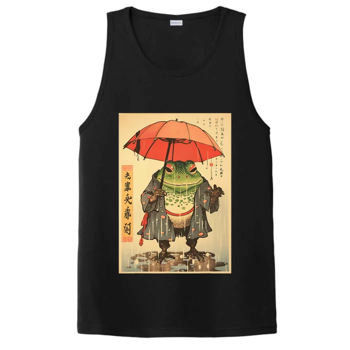 Grumpy Frog Unimpressed Toad Vintage Japanese Aesthetic Performance Tank