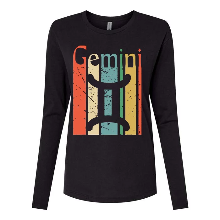 Gemini Funny Vintage Style Gemini Zodiac Womens Cotton Relaxed Long Sleeve T-Shirt