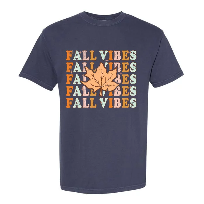 Groovy Fall Vibes Retro Thankful Autumn Gift Garment-Dyed Heavyweight T-Shirt