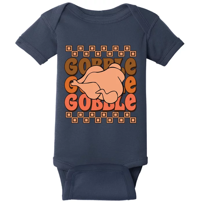 Gobble Fall Vibes Autumn Season Thanksgiving Pumpkin Spice Funny Baby Bodysuit