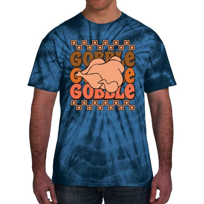 Gobble Fall Vibes Autumn Season Thanksgiving Pumpkin Spice Funny Tie-Dye T-Shirt