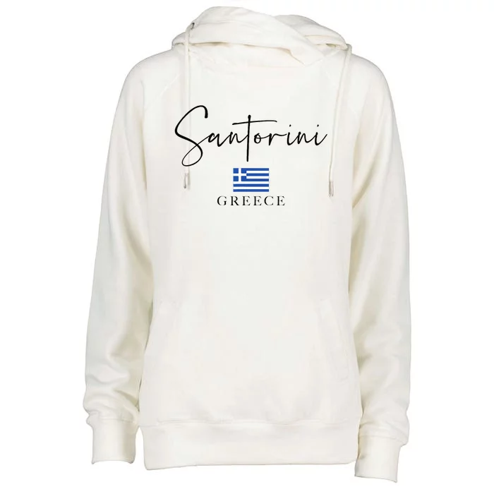 Greece Flag Vacation Island Santorini Womens Funnel Neck Pullover Hood