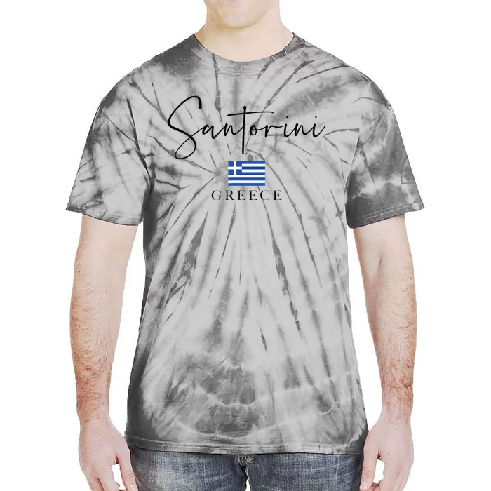 Greece Flag Vacation Island Santorini Tie-Dye T-Shirt