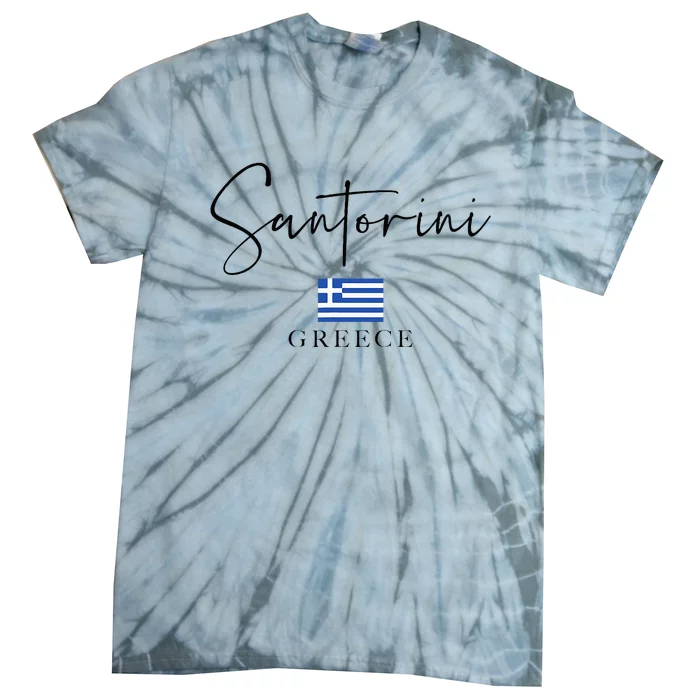 Greece Flag Vacation Island Santorini Tie-Dye T-Shirt