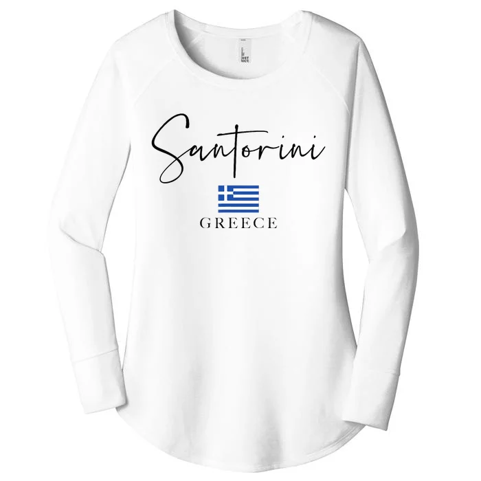 Greece Flag Vacation Island Santorini Women's Perfect Tri Tunic Long Sleeve Shirt