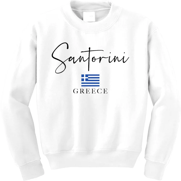 Greece Flag Vacation Island Santorini Kids Sweatshirt