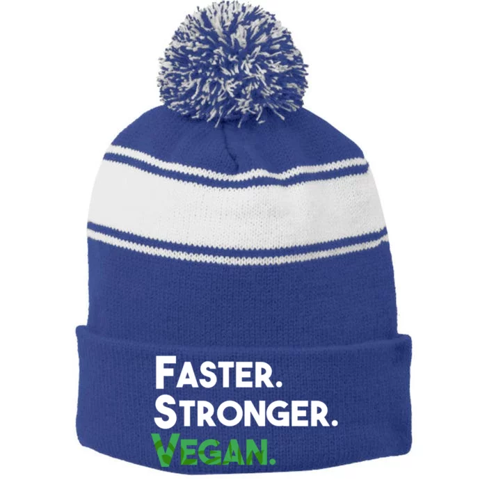 Gift For Vegan Friend Running Sports Faster Stronger Vegan Cute Gift Stripe Pom Pom Beanie