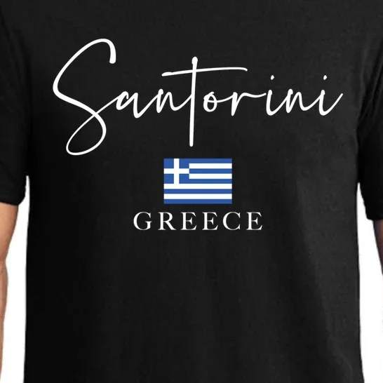 Greece Flag Vacation Island Santorini Funny Gift Pajama Set