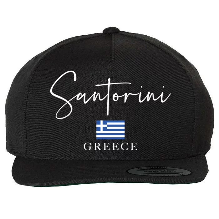 Greece Flag Vacation Island Santorini Funny Gift Wool Snapback Cap