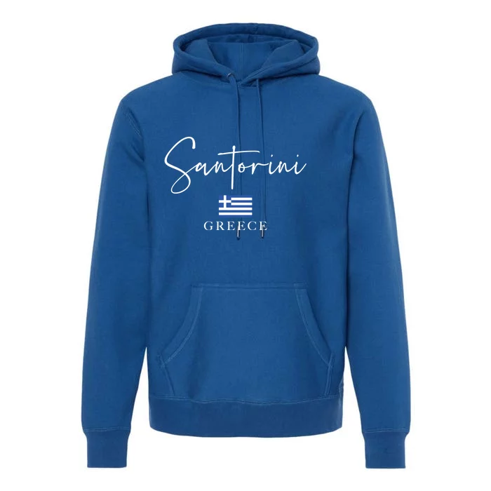 Greece Flag Vacation Island Santorini Funny Gift Premium Hoodie