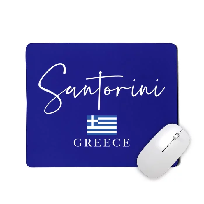 Greece Flag Vacation Island Santorini Funny Gift Mousepad