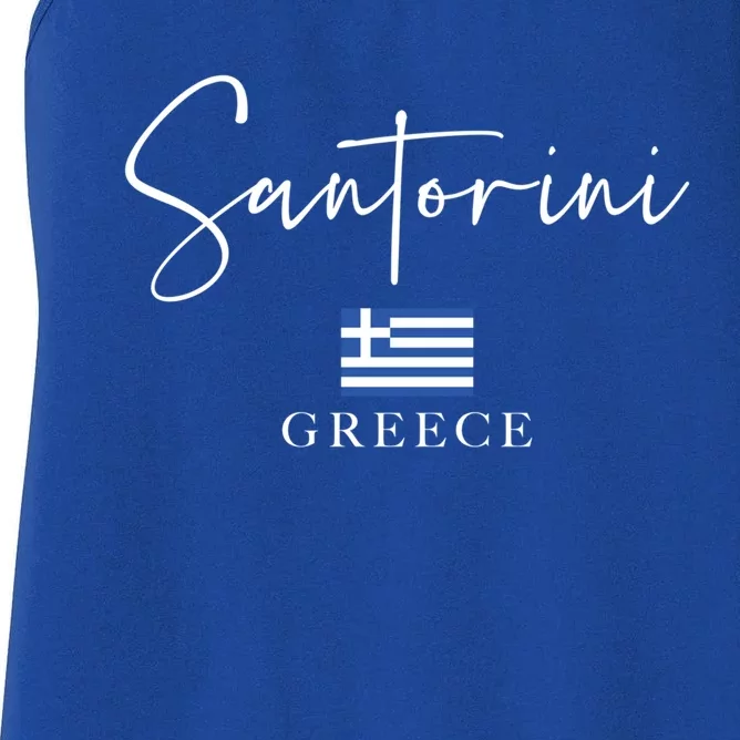 Greece Flag Vacation Island Santorini Funny Gift Women's Racerback Tank