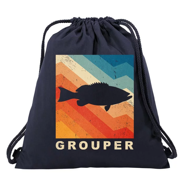 Grouper Fish Vintage Sunset Drawstring Bag