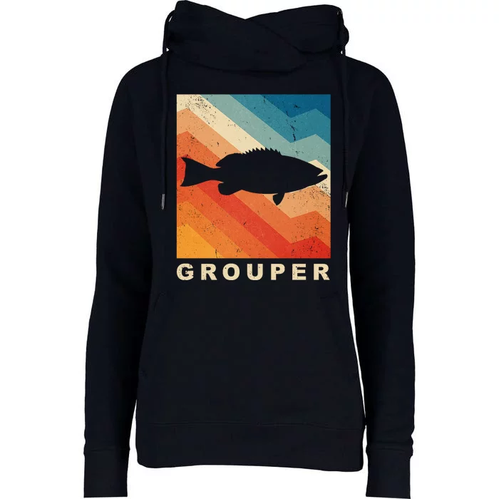 Grouper Fish Vintage Sunset Womens Funnel Neck Pullover Hood