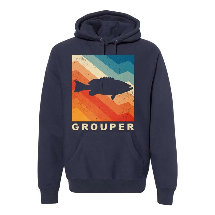 Grouper Fish Vintage Sunset Premium Hoodie