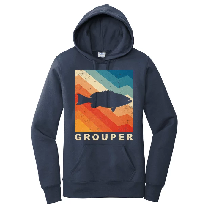 Grouper Fish Vintage Sunset Women's Pullover Hoodie