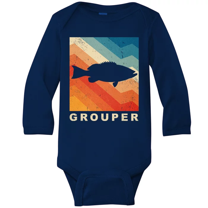 Grouper Fish Vintage Sunset Baby Long Sleeve Bodysuit