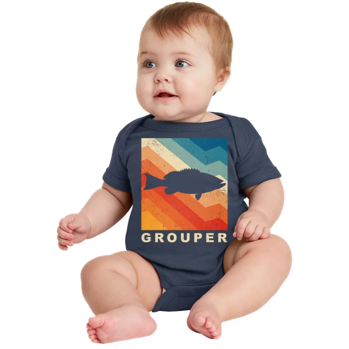 Grouper Fish Vintage Sunset Baby Bodysuit