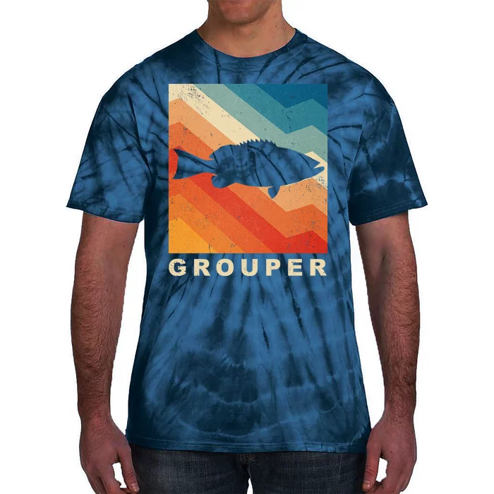 Grouper Fish Vintage Sunset Tie-Dye T-Shirt