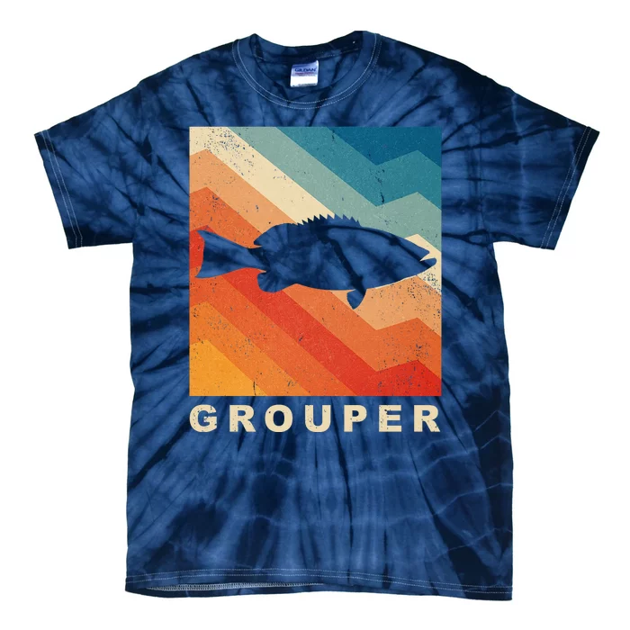 Grouper Fish Vintage Sunset Tie-Dye T-Shirt