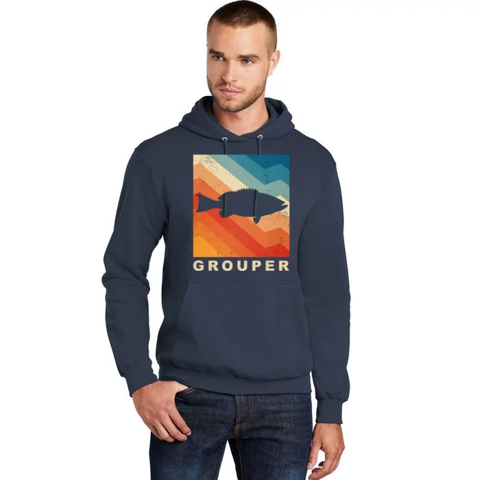 Grouper Fish Vintage Sunset Tall Hoodie