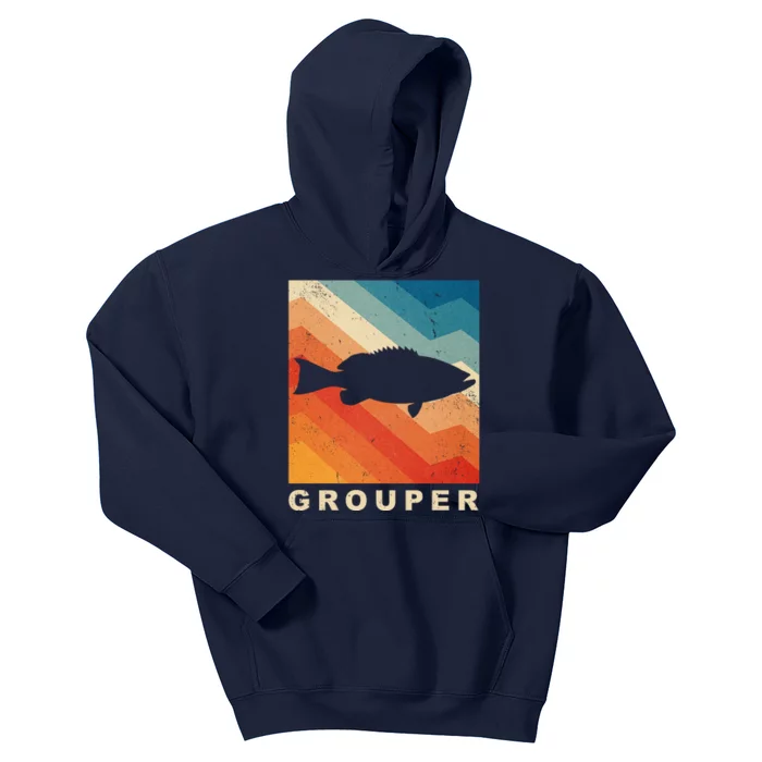 Grouper Fish Vintage Sunset Kids Hoodie