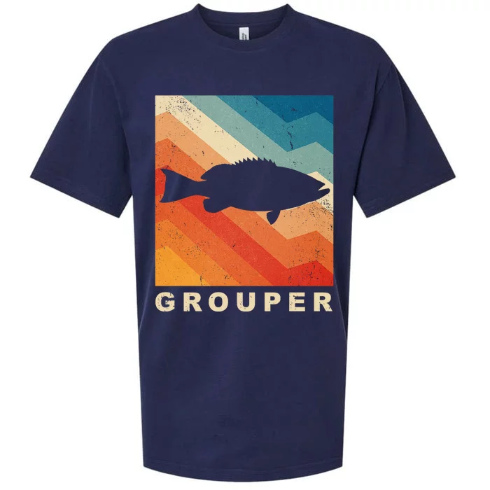 Grouper Fish Vintage Sunset Sueded Cloud Jersey T-Shirt