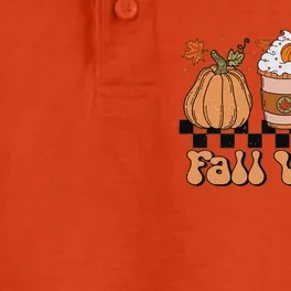 Groovy Fall Vibes Face Retro Thankful Vibes Autumn Gift Dry Zone Grid Performance Polo