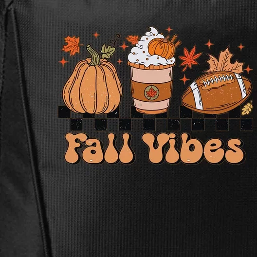 Groovy Fall Vibes Face Retro Thankful Vibes Autumn Gift City Backpack