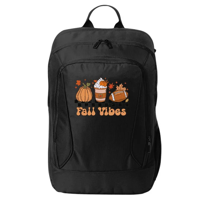 Groovy Fall Vibes Face Retro Thankful Vibes Autumn Gift City Backpack