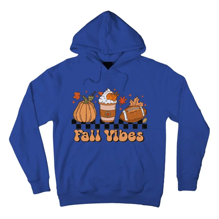 Groovy Fall Vibes Face Retro Thankful Vibes Autumn Gift Tall Hoodie