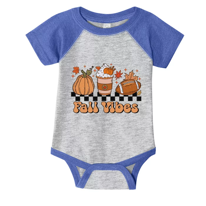 Groovy Fall Vibes Face Retro Thankful Vibes Autumn Gift Infant Baby Jersey Bodysuit