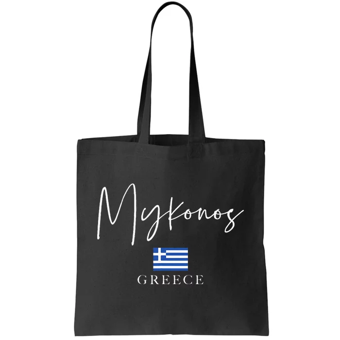 Greece Flag Vacation Island Mykonos Tote Bag