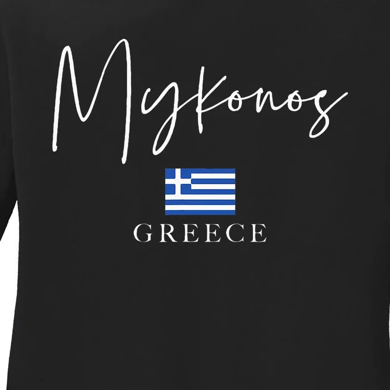 Greece Flag Vacation Island Mykonos Ladies Long Sleeve Shirt